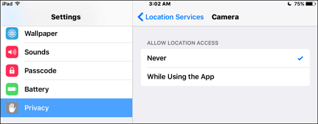 Usługi lokalizacyjne kamer iOS