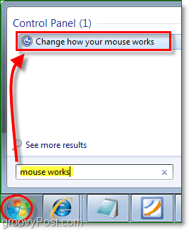 Enter mouse działa w menu Start, aby znaleźć okno zmiany funkcji myszy
