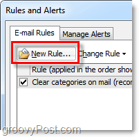 utwórz nową regułę w programie Outlook 2010