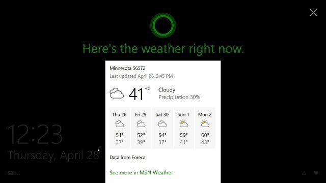 Cortana na ekranie blokady Windows 10