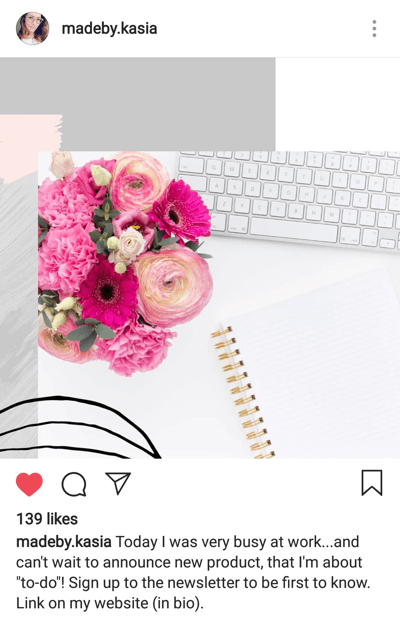 Jak napisać wciągające napisy na Instagramie, krok 3, dołącz wezwanie do działania w przykładzie napisów autorstwa madeby.kasia