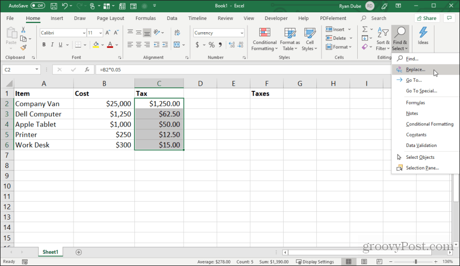 zastępowanie znaków formuły w programie Excel