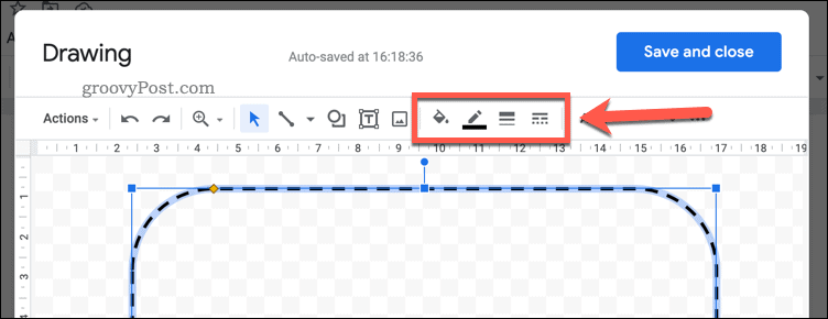 Formatowanie kształtu w Dokumentach Google