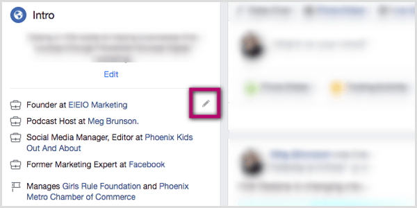 ikona ołówka w sekcji Intro profilu na Facebooku