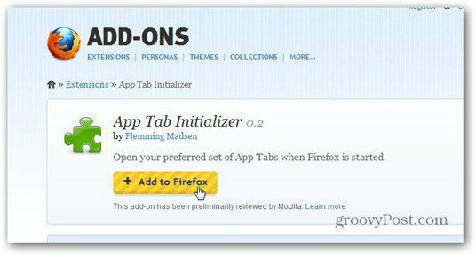 inicjalizator zakładki aplikacji dodaj do Firefoxa