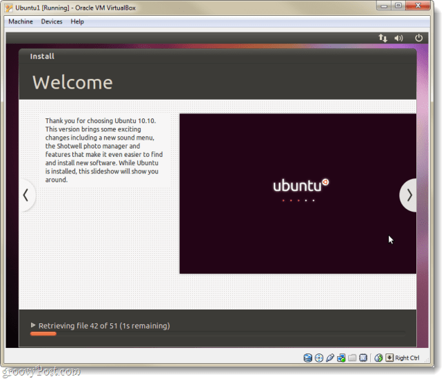 strona powitalna instalacji ubuntu