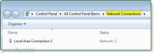 okno połączeń sieciowych panelu sterowania w Windows 7