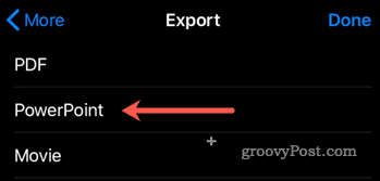Eksportowanie z Keynote do PowerPoint na iOS