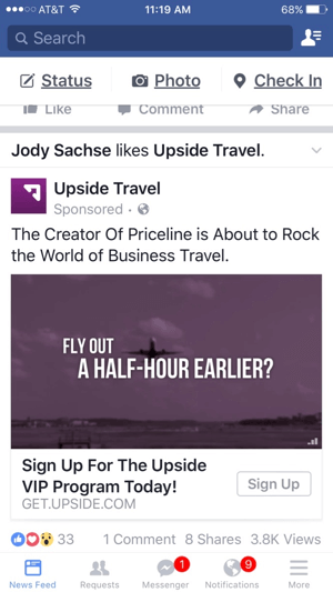 reklama wideo z podróży na Facebooku