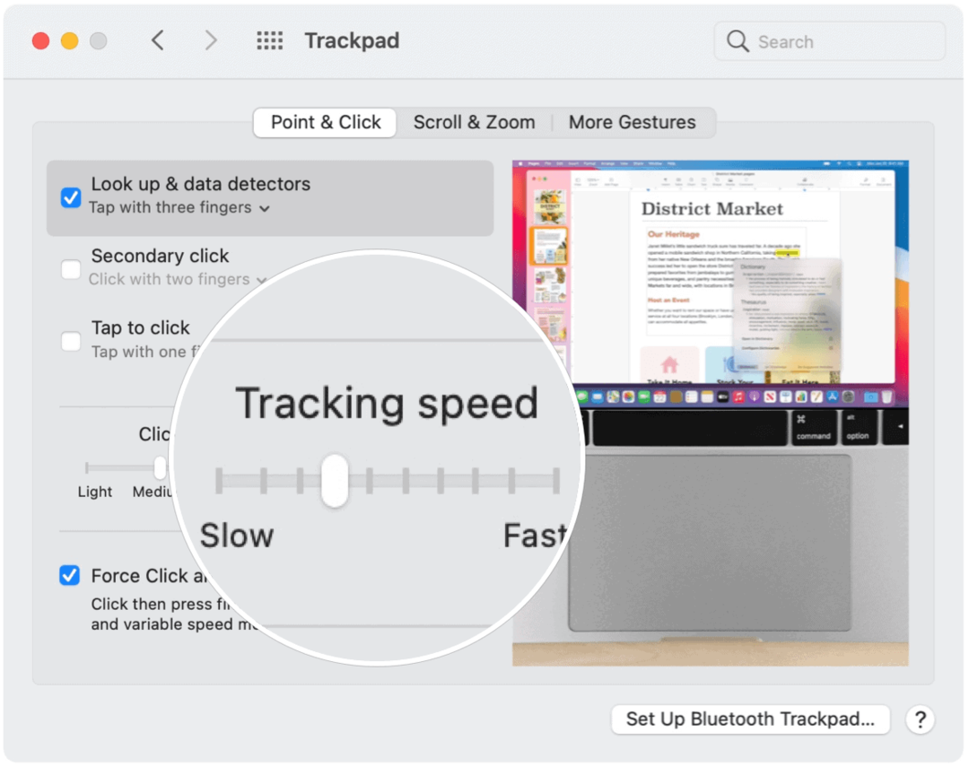Napraw problemy z szybkością śledzenia TrackPada myszy Mac