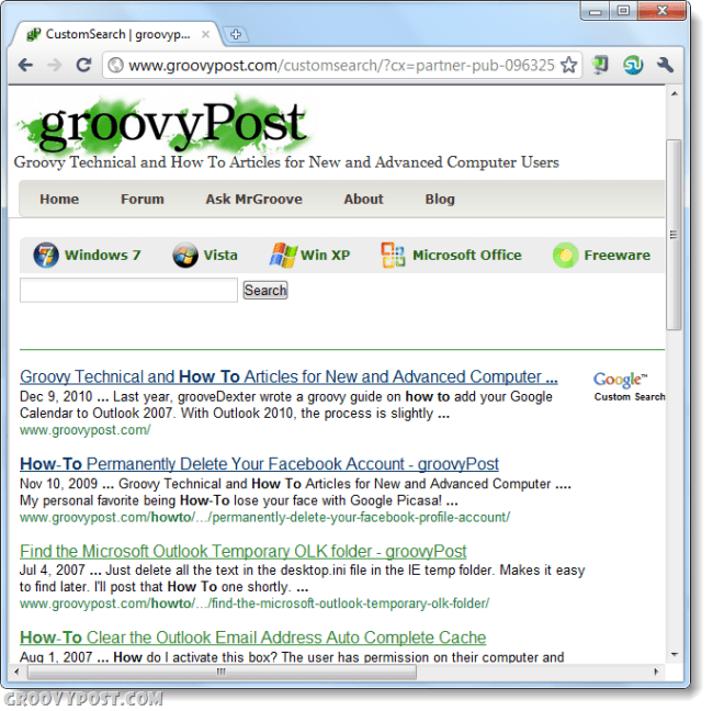 Jak korzystać z Google Site Search z paska Chrome Omni