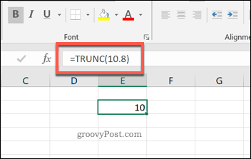 Funkcja TRUNC w programie Excel