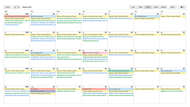 google kalendarz ical zaplanowane wydarzenia zorganizowane kalendarze studenckie porządki