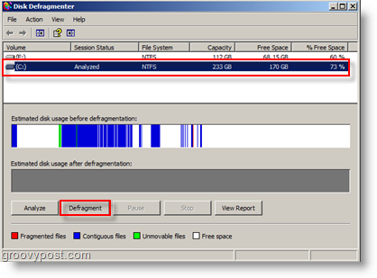 Opcje Defragmentatora dysków dla systemu Windows XP - Analiza i defragmentacja
