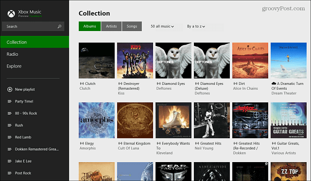 Kolekcja albumów aplikacji Xbox Music