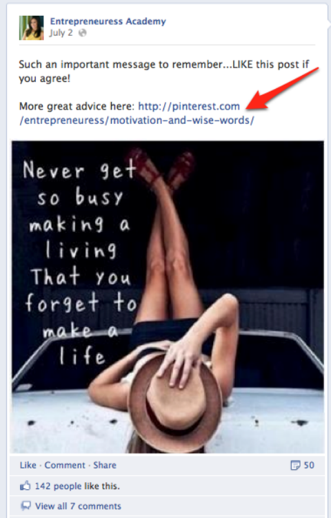 przykład tablicy Pinterest na Facebooku