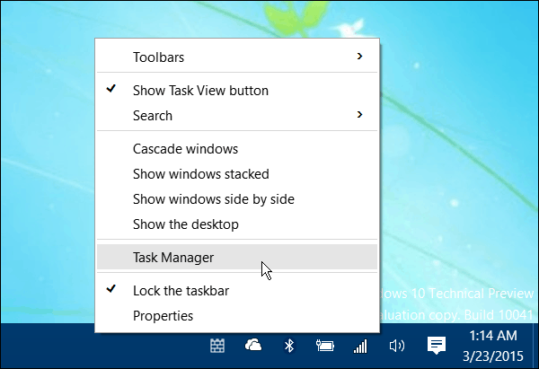 Otwórz Menedżera zadań Windows 10