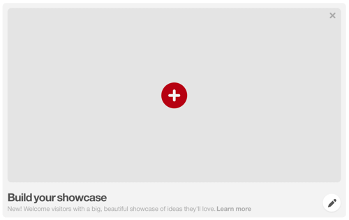 Kliknij czerwony przycisk +, aby utworzyć prezentację na Pinterest.