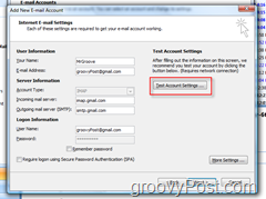 Przetestuj ustawienia konta GMAIL IMAP w programie Outlook 2007
