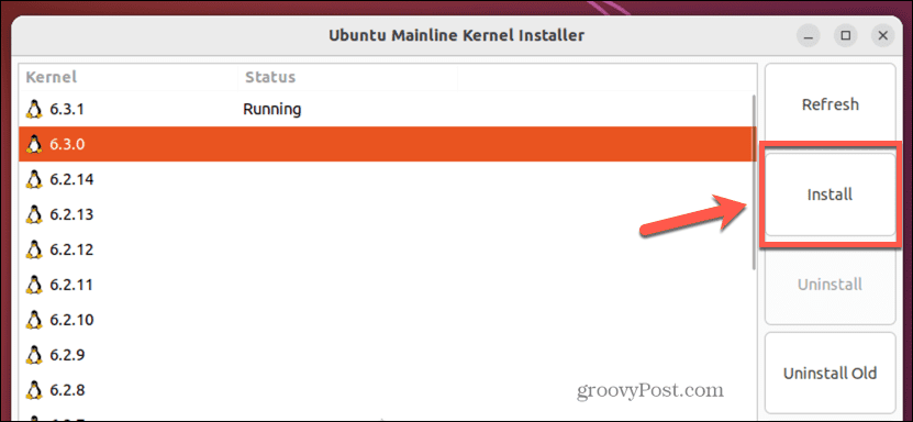 ubuntu zainstaluj jądro w linii głównej