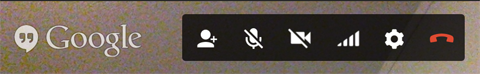 obraz górnego panelu sterowania w Google + Hangouts