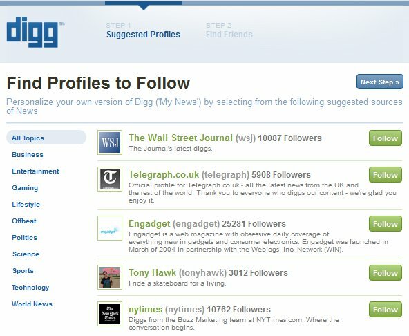 Nowy login Digg - Krok 1 - Znajdź profile