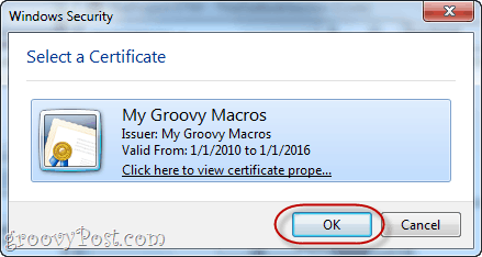 Utwórz samopodpisany certyfikat cyfrowy w pakiecie Office 2010