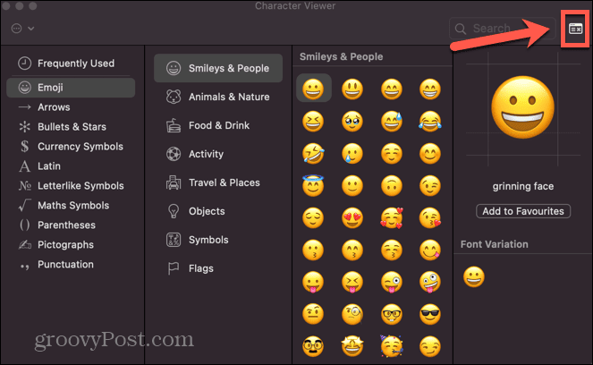 ikona przeglądarki emoji w systemie Mac
