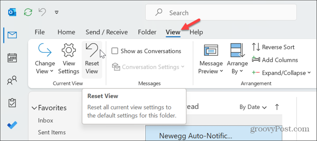 Zresetuj widok programu Outlook 