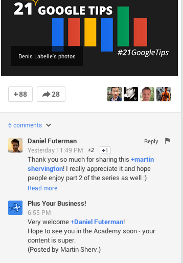 google + publikuj komentarz biznesowy