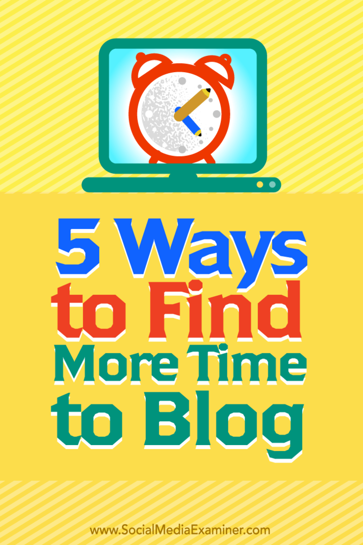 Wskazówki dotyczące pięciu sposobów na znalezienie więcej czasu na blogowanie.