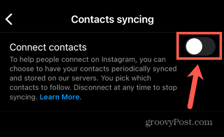 Synchronizacja kontaktów na Instagramie jest wyłączona