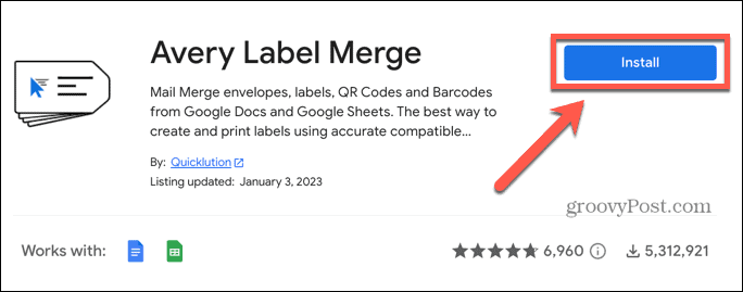 arkusze google instalują avery label merge