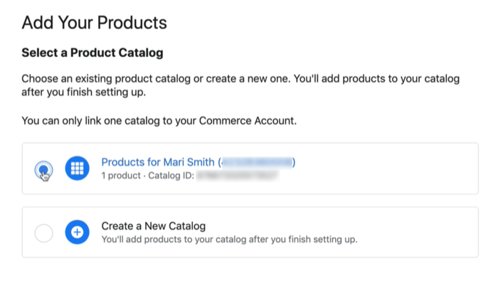 Katalog produktów facebook umożliwia podłączenie istniejącego lub nowego katalogu