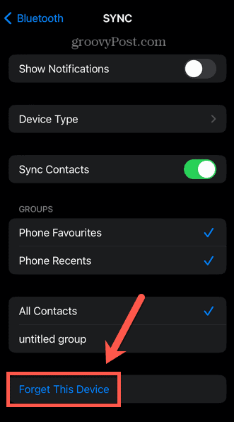 iPhone zapomnij o urządzeniu Bluetooth
