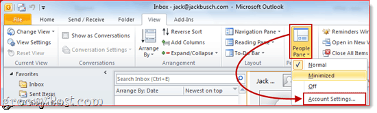 Włącz okienko osób w programie Outlook 2010