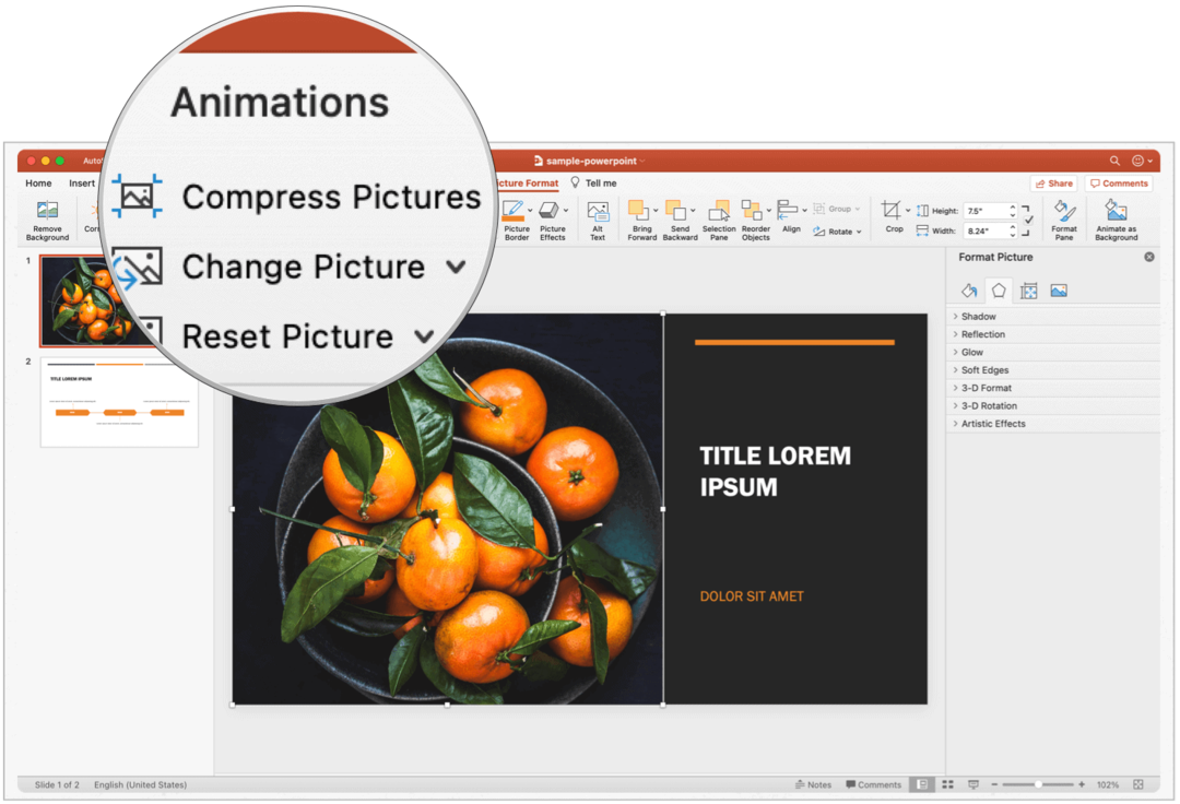 PowerPoint Mac kompresuje obrazy
