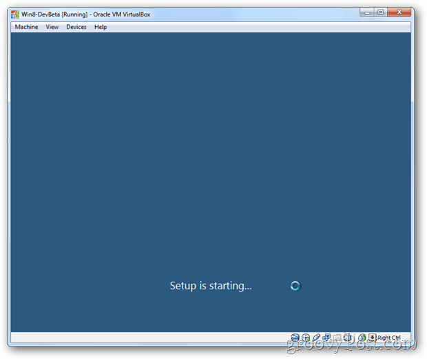 Rozpocznie się konfiguracja VirtualBox Windows 8