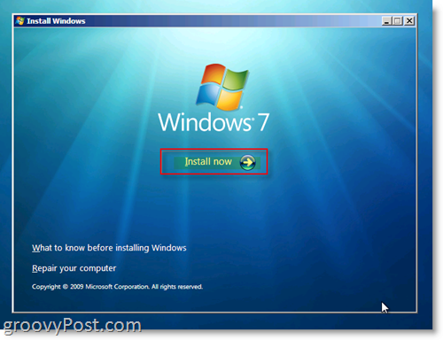 Menu instalacji systemu Windows 7