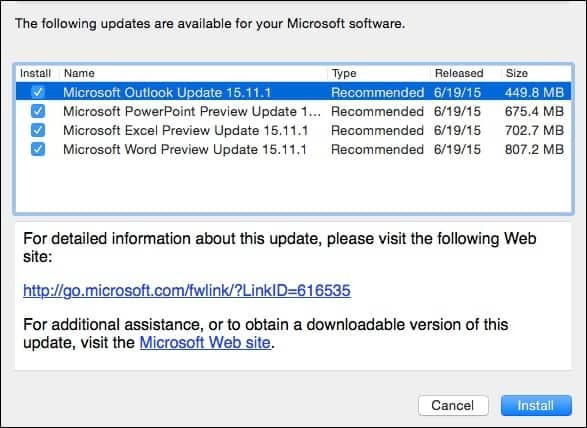 Aktualizacja pakietu Office 2016 dla komputerów Mac KB3074179
