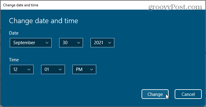 Zmień okno dialogowe daty i godziny w systemie Windows 11