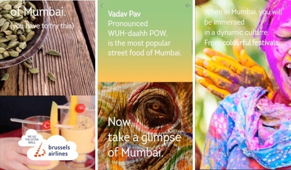 facebook mobilna reklama na płótnie z brukselskich linii lotniczych w Bombaju