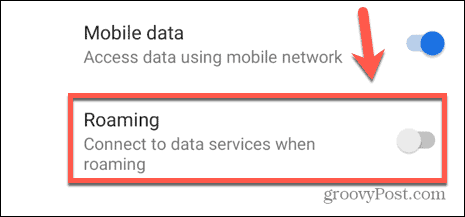 przełącznik roamingu Androida