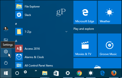 1 Ustawienia Windows 10 Start