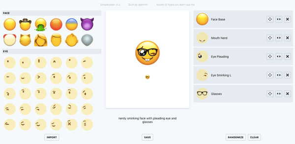 Użyj narzędzia do tworzenia emoji phlntn, aby utworzyć niestandardowe emotikony.