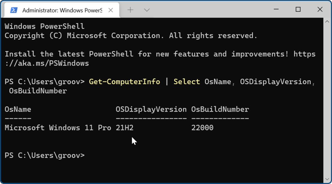 PowerShell Polecenie Windows 11 Wersja
