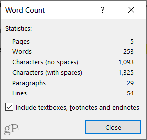 Liczba słów w Microsoft Word w systemie Windows