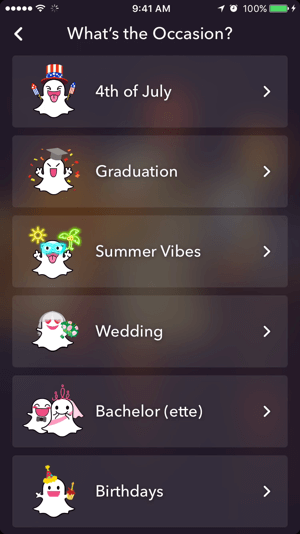 Wybierz motyw dla swojego geofiltra Snapchat.
