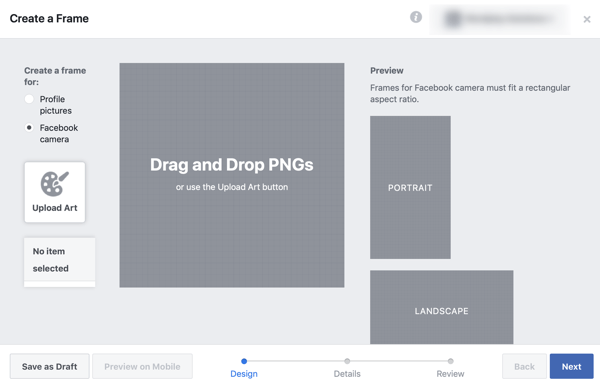 Jak promować swoje wydarzenie na żywo na Facebooku, krok 2, stwórz ramkę w studio ramki na Facebooku