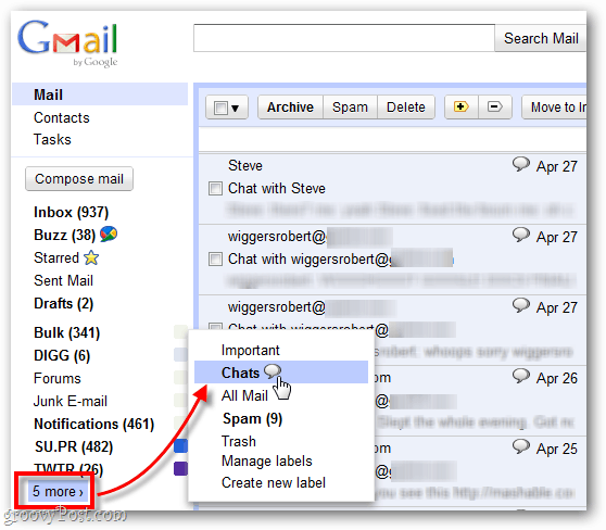 znajduj stare nagrane czaty w Gmailu